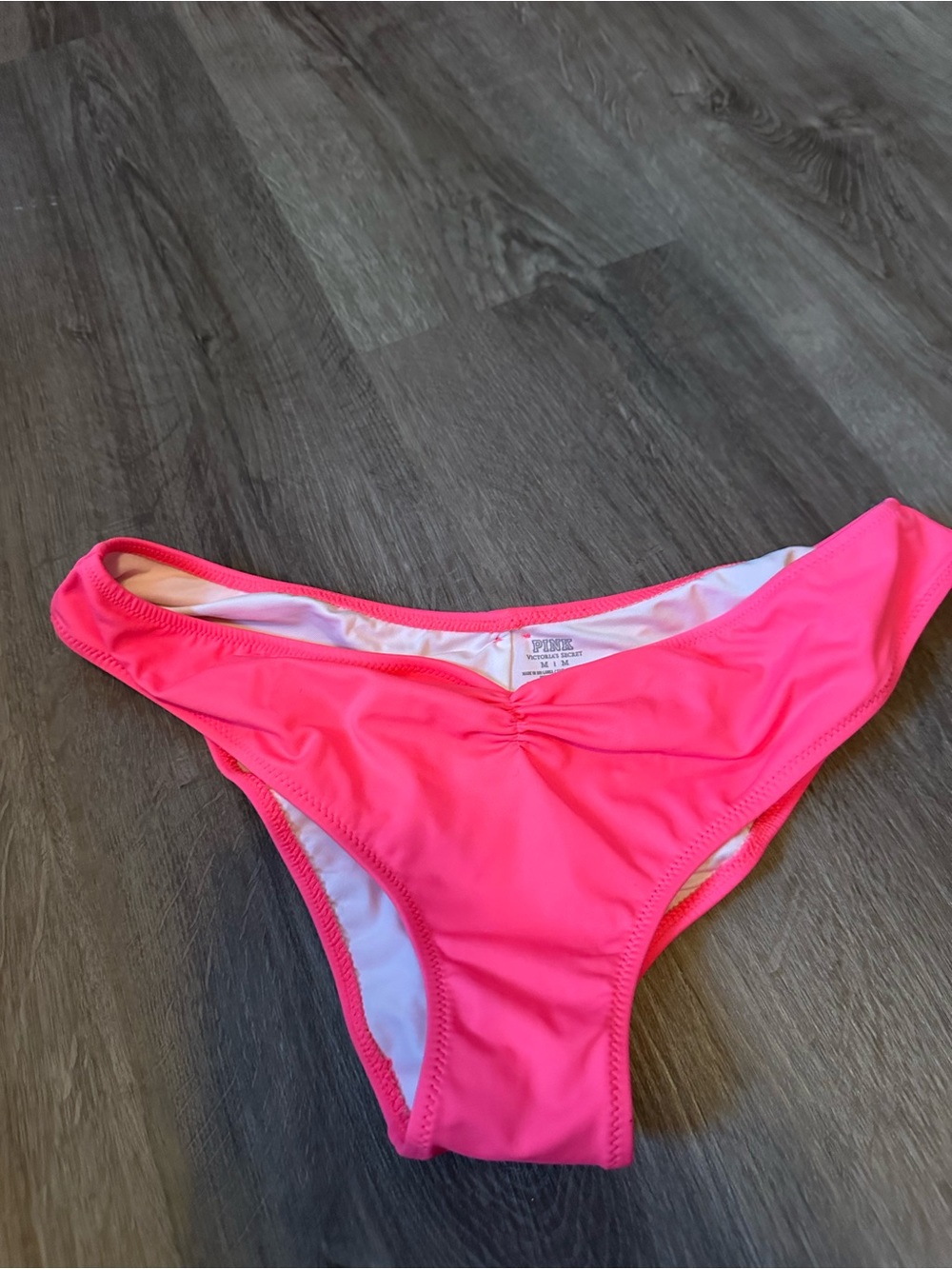 PINK Victoria's Secret Hot Pink Ruched Bikini Bottom